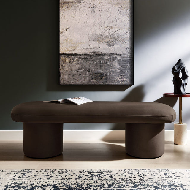 Orla Chocolate Brown Performance Velvet Bench - Ornate Home