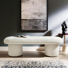 Orla Cream Chenille Upholstered Bench - Ornate Home