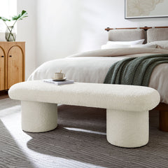 Orla Cream Chenille Upholstered Bench - Ornate Home