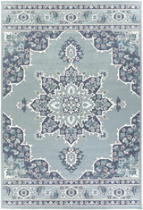 Orla Pale Blue Medallion Outdoor Area Rug - Clearance - Ornate Home