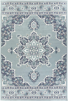 Orla Pale Blue Medallion Outdoor Area Rug - Clearance - Ornate Home