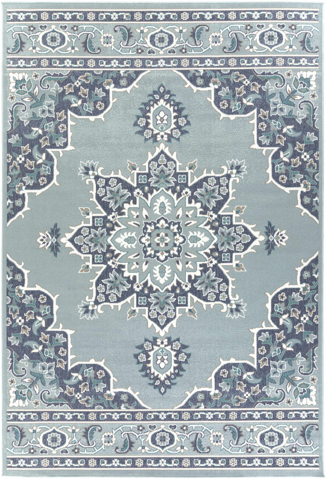 Orla Pale Blue Medallion Outdoor Area Rug - Clearance - Ornate Home