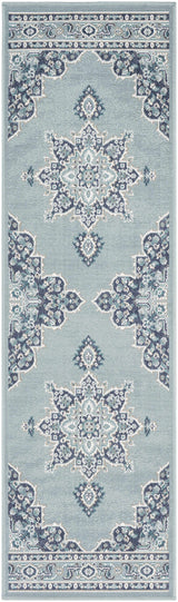 Orla Pale Blue Medallion Outdoor Area Rug - Clearance - Ornate Home