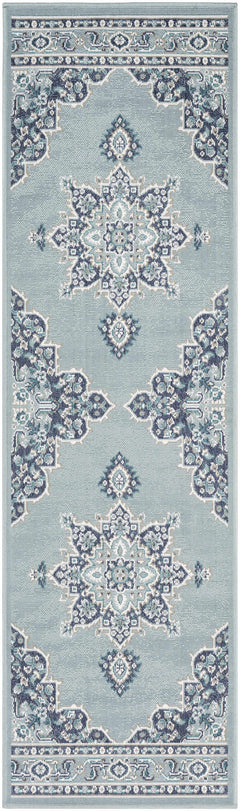Orla Pale Blue Medallion Outdoor Area Rug - Clearance - Ornate Home