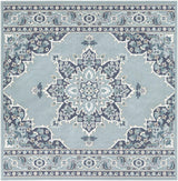 Orla Pale Blue Medallion Outdoor Area Rug - Clearance - Ornate Home