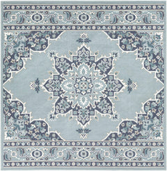Orla Pale Blue Medallion Outdoor Area Rug - Clearance - Ornate Home