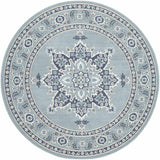 Orla Pale Blue Medallion Outdoor Area Rug - Clearance - Ornate Home