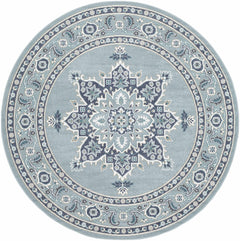 Orla Pale Blue Medallion Outdoor Area Rug - Clearance - Ornate Home