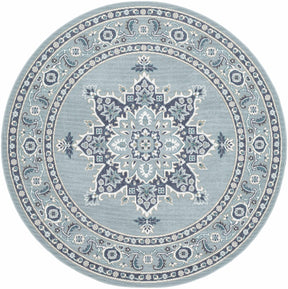Orla Pale Blue Medallion Outdoor Area Rug - Clearance - Ornate Home