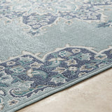 Orla Pale Blue Medallion Outdoor Area Rug - Clearance - Ornate Home