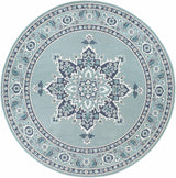 Orla Pale Blue Medallion Outdoor Area Rug - Clearance - Ornate Home
