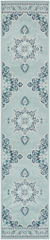 Orla Pale Blue Medallion Outdoor Area Rug - Clearance - Ornate Home