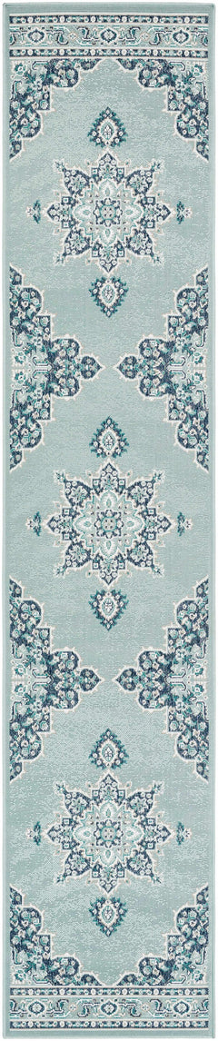 Orla Pale Blue Medallion Outdoor Area Rug - Clearance - Ornate Home