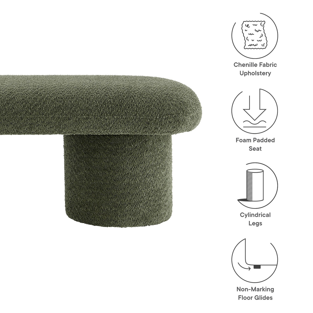 Orla Sage Chenille Upholstered Bench - Ornate Home