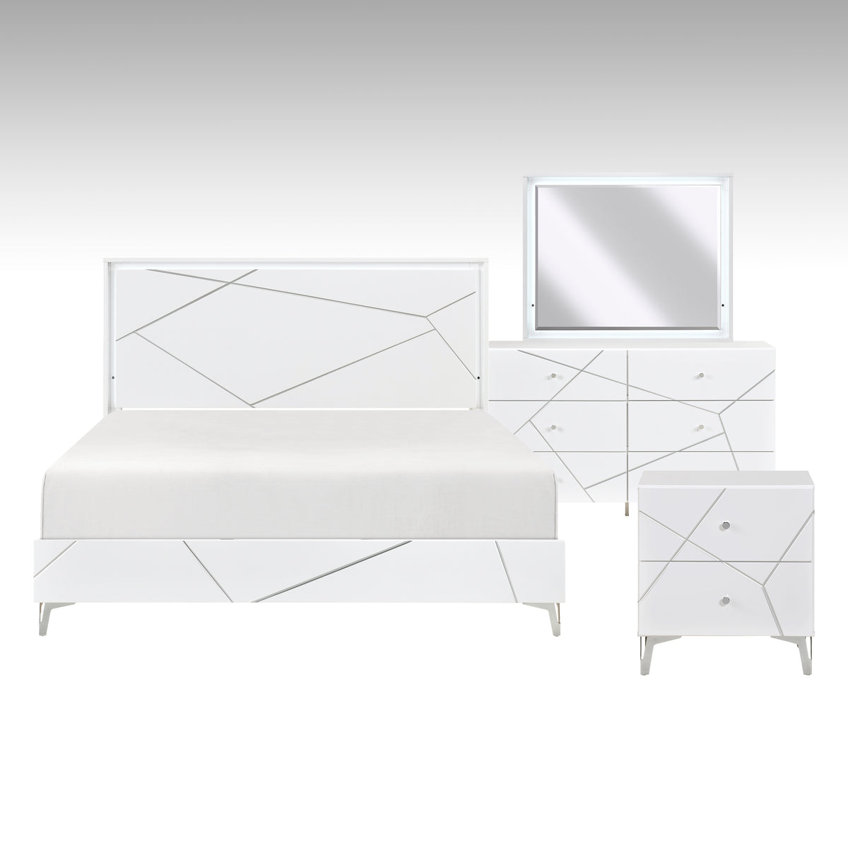 Orlo White 4pc Bedroom Set - Ornate Home