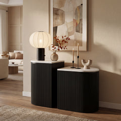 Ormara White & Black Side Table Set (2-Piece) - Ornate Home
