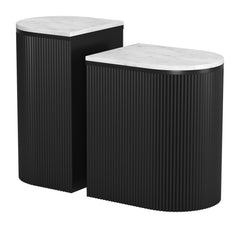 Ormara White & Black Side Table Set (2-Piece) - Ornate Home