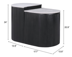 Ormara White & Black Side Table Set (2-Piece) - Ornate Home