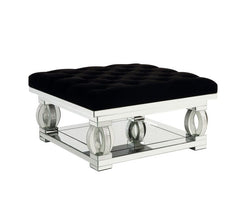 Ornat Faux Diamonds/Black Ottoman - Ornate Home