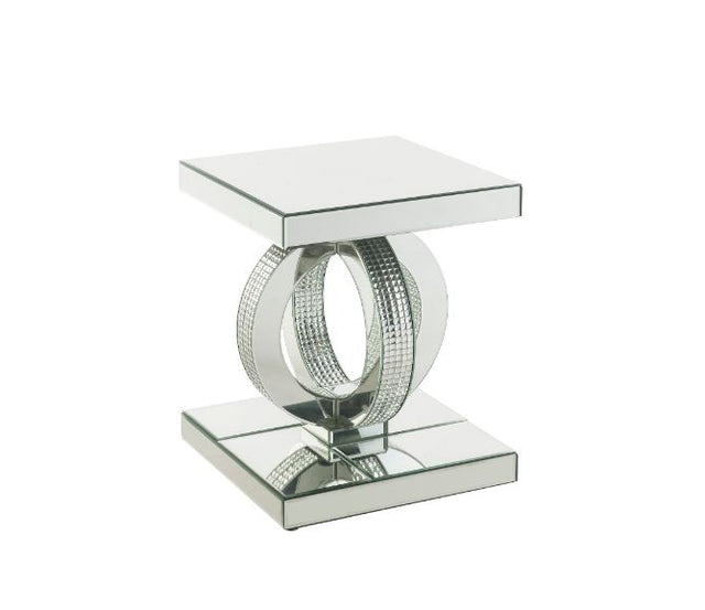 Ornat Mirrored/Faux Diamonds End Table - Ornate Home