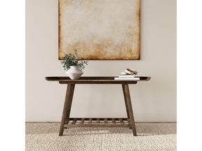 Ornelas Mango Brown 46-inch Console Table with Slatted Shelf - Ornate Home