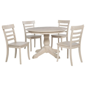 Orrison Linen 5-piece Oval 62-inch Extension Leaf Dining Set - Ornate Home