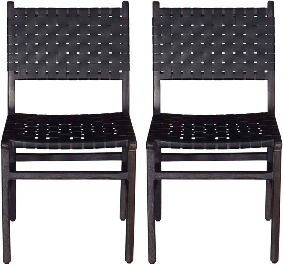 Orson Black Leather Dining Chair (Set of 2) - Ornate Home