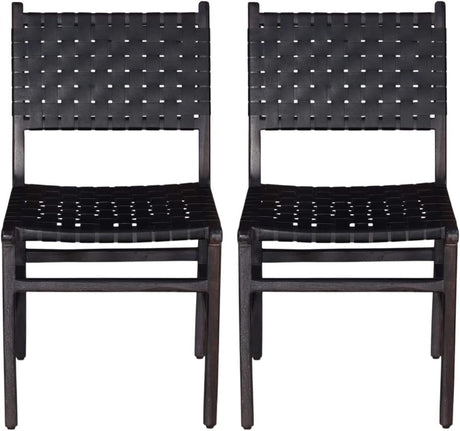Orson Black Leather Dining Chair (Set of 2) - Ornate Home
