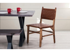 Orson Brown Leather Dining Chair (Set of 2) - Ornate Home