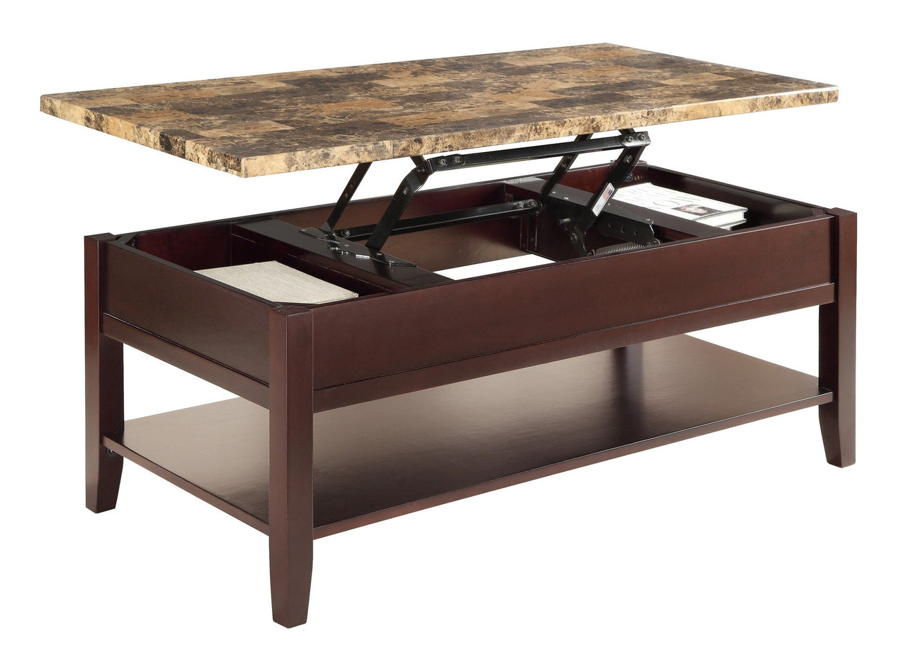 Orton Dark Cherry Lift Top Cocktail Table - Ornate Home