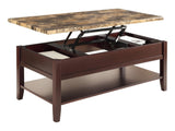Orton Dark Cherry Lift Top Cocktail Table - Ornate Home