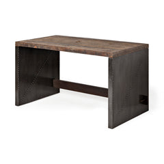 Orwell Brown Wood Top Metal Cladded Frame Office Desk - Ornate Home