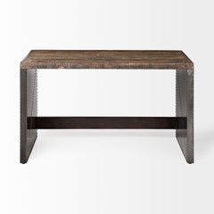 Orwell Brown Wood Top Metal Cladded Frame Office Desk - Ornate Home
