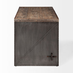 Orwell Brown Wood Top Metal Cladded Frame Office Desk - Ornate Home