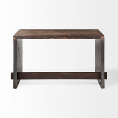 Orwell Brown Wood Top Metal Cladded Frame Office Desk - Ornate Home