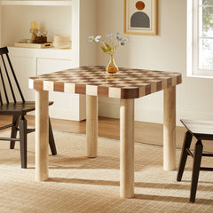 Oscar Oak/Walnut 36 Inch Square Checkered Dining Table - Ornate Home