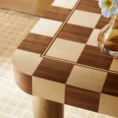 Oscar Oak/Walnut 36 Inch Square Checkered Dining Table - Ornate Home