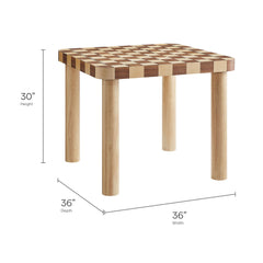 Oscar Oak/Walnut 36 Inch Square Checkered Dining Table - Ornate Home