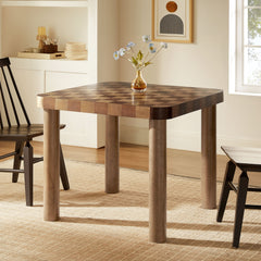 Oscar Walnut/Dark Walnut 36 Inch Square Checkered Dining Table - Ornate Home