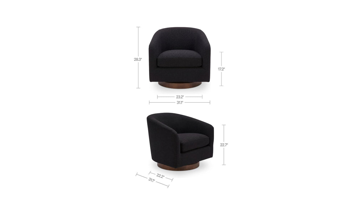 Oscy Black Swivel Chair - Ornate Home