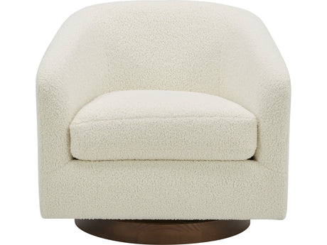 Oscy Faux Shearling White Swivel Chair - Ornate Home