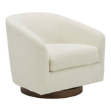 Oscy Faux Shearling White Swivel Chair - Ornate Home