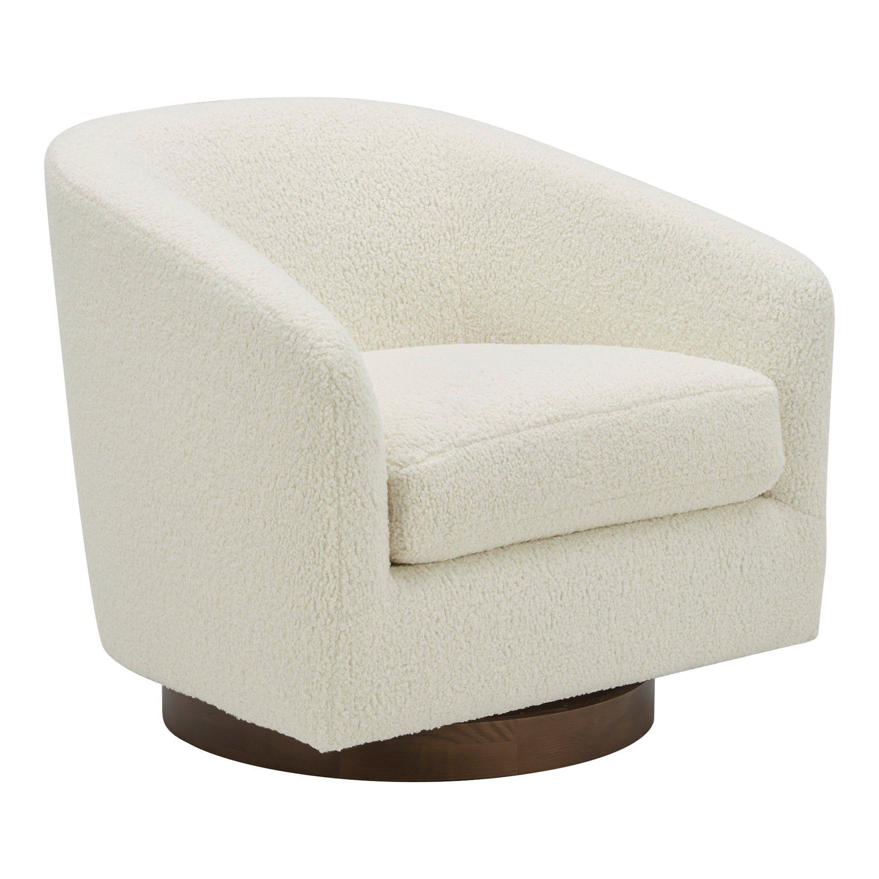 Oscy Faux Shearling White Swivel Chair - Ornate Home