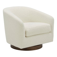 Oscy Faux Shearling White Swivel Chair - Ornate Home