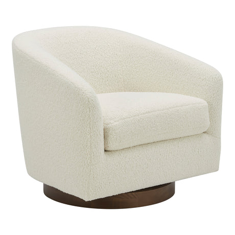 Oscy Faux Shearling White Swivel Chair - Ornate Home