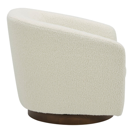 Oscy Faux Shearling White Swivel Chair - Ornate Home