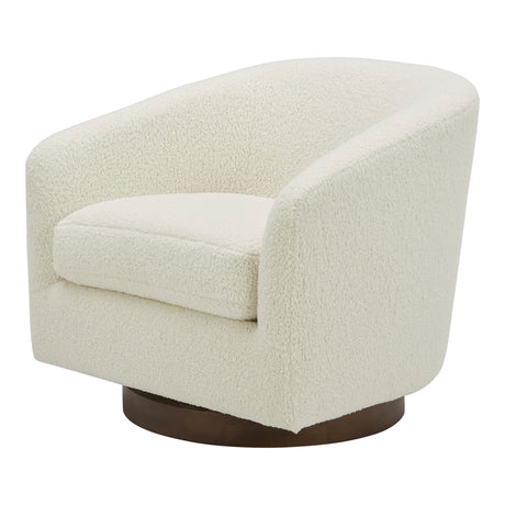 Oscy Faux Shearling White Swivel Chair - Ornate Home