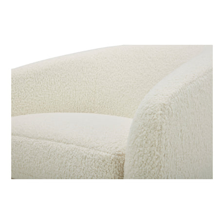 Oscy Faux Shearling White Swivel Chair - Ornate Home
