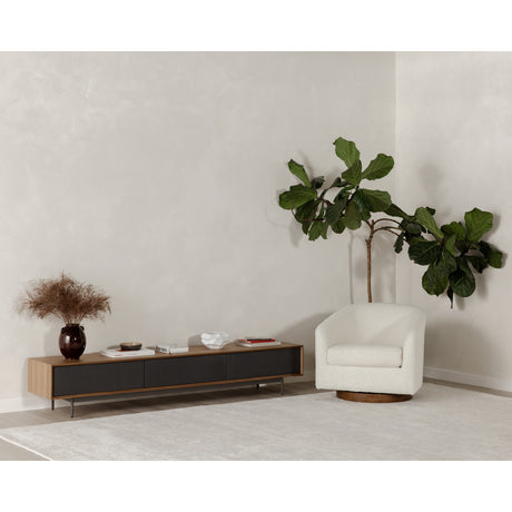 Oscy Faux Shearling White Swivel Chair - Ornate Home