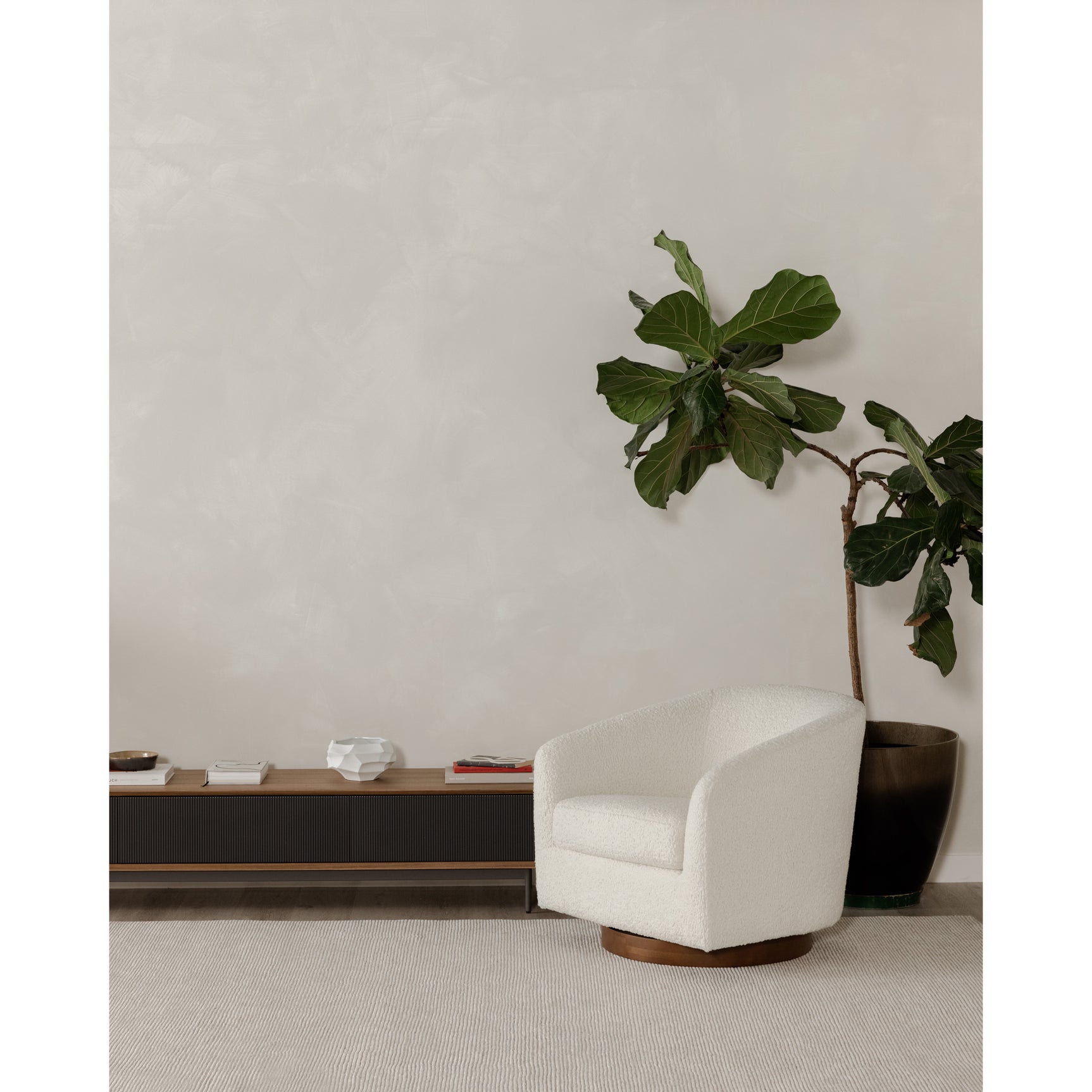 Oscy Faux Shearling White Swivel Chair - Ornate Home